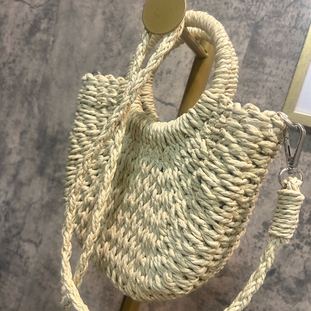 Woven Straw Half Moon Bag – Summer Rattan Crossbody Purse for Women - Picture 6 of 6